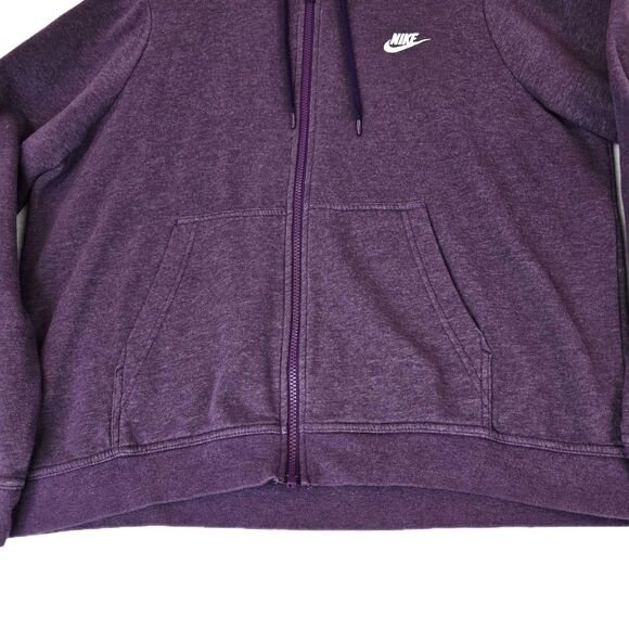Nike Hoodie Womens XL Purple Full Zip Sweatshirt Drawstring Swoosh Logo 853930 - Picture 5 of 15